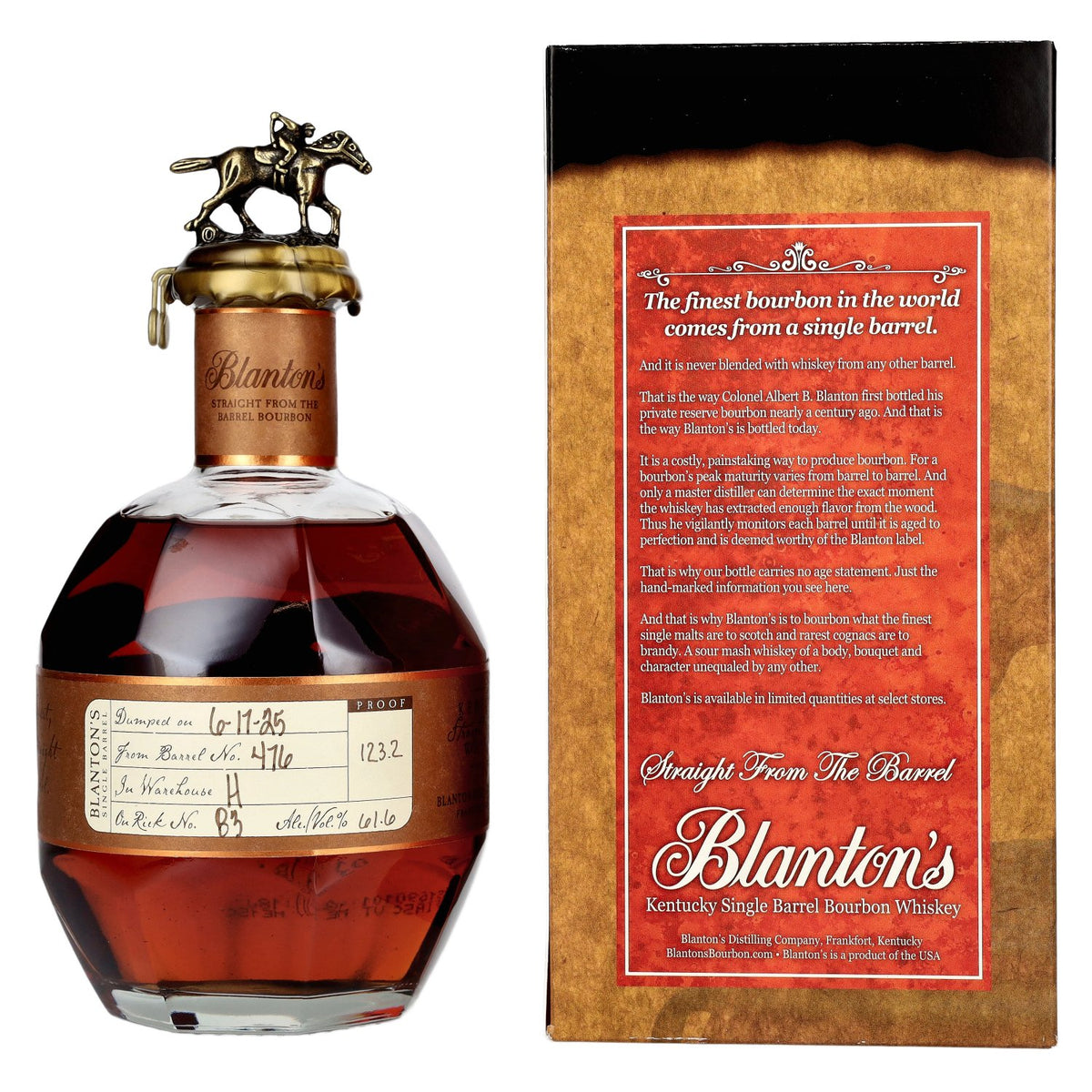 Blanton's STRAIGHT FROM THE BARREL BOURBON 61,6% vol. 0,7 l in geschenkverpakking