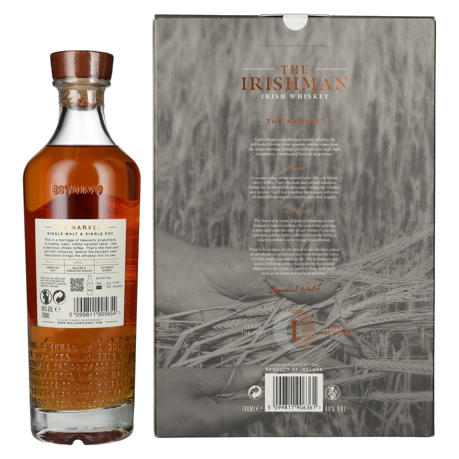 The Irishman THE HARVEST Single Malt Irish Whiskey 40% Vol. 0,7l in geschenkverpakking met 2 glazen