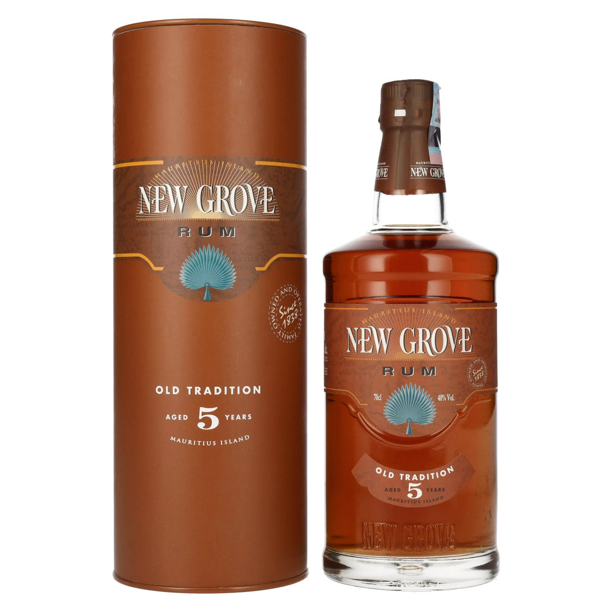 New Grove OLD TRADITION Rhum de l'île Maurice âgé de 5 ans, 40 % vol., 0,7 l, dans un coffret cadeau