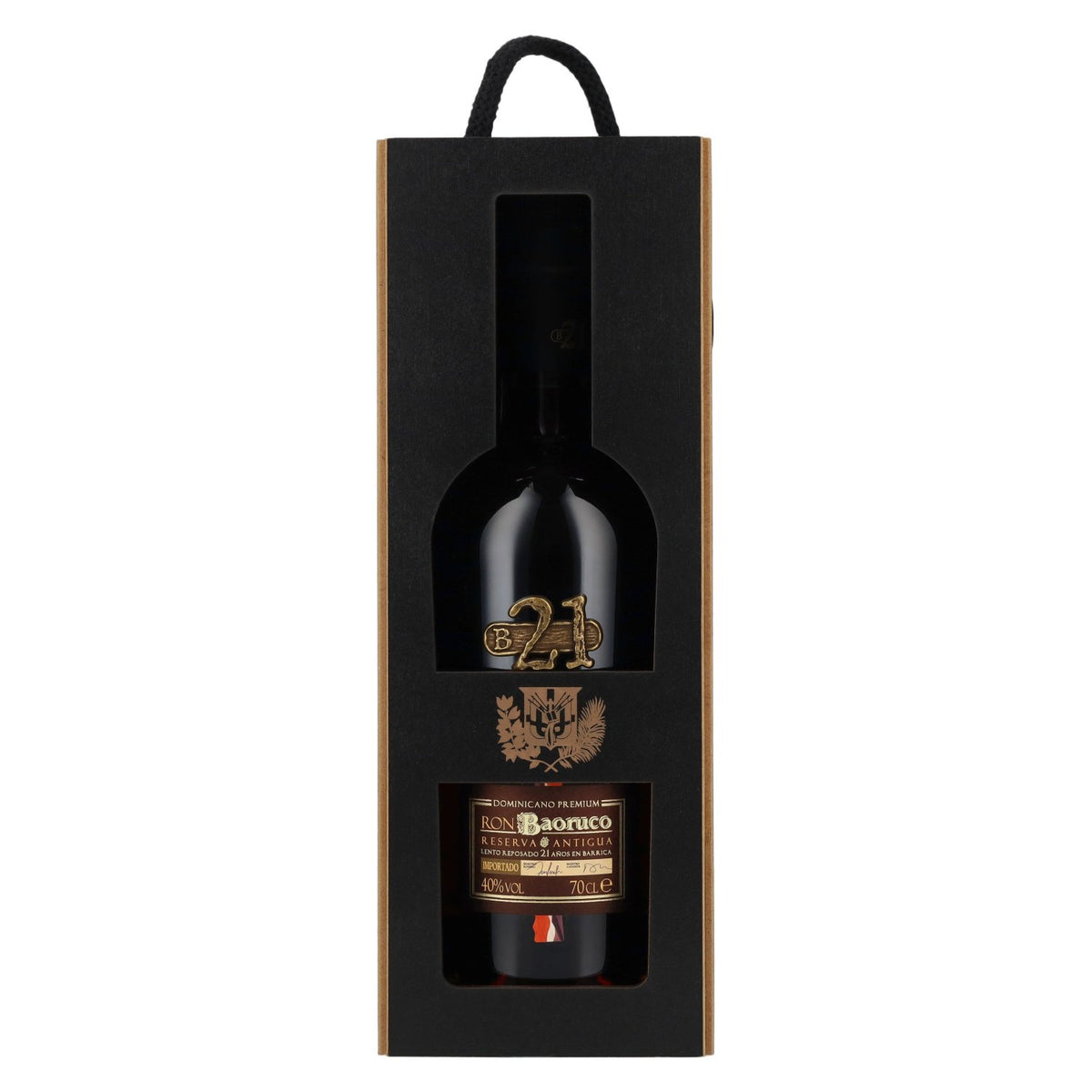 Ron Baoruco 21 ans d'âge Reserva Antigua Dominicano Premium 40 % vol. 0,7 l dans un coffret en bois