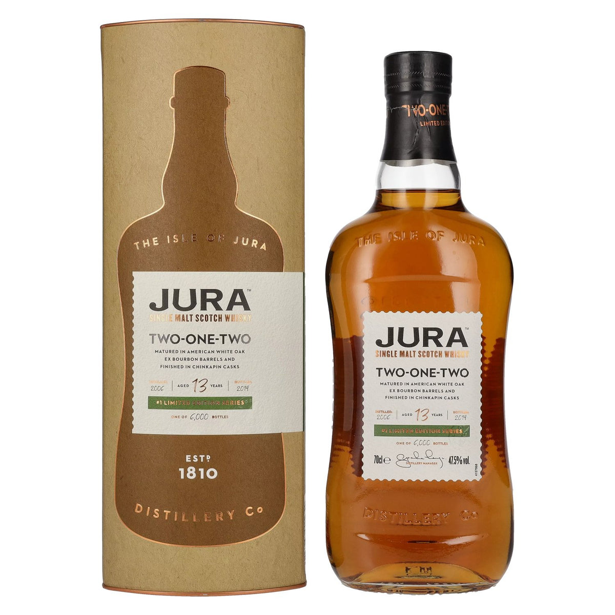 Jura 13 Years Old TWO ONE TWO Single Malt Scotch Whisky 47.5% ABV 0.7l in a gift box