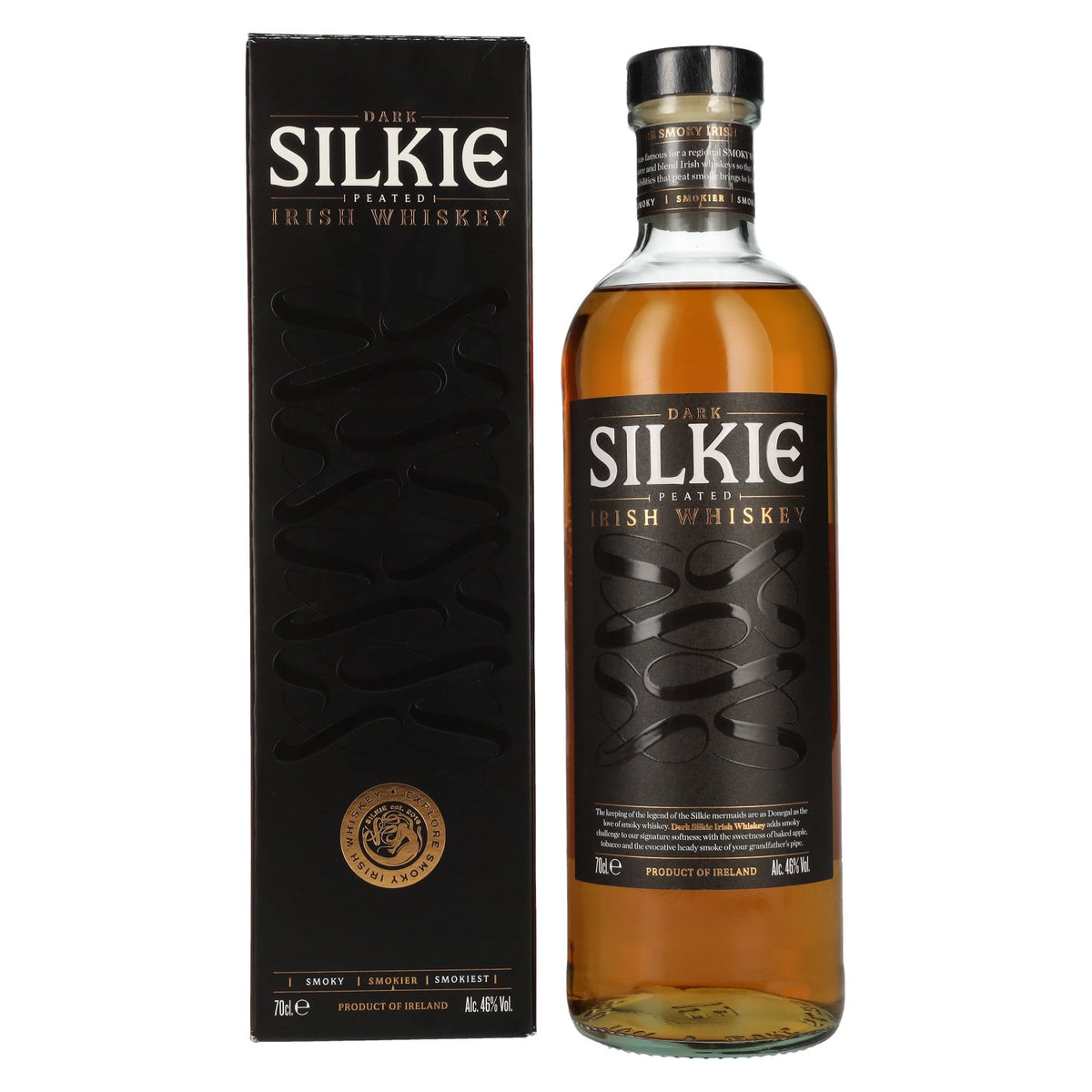 The Legendary DARK SILKIE Irish Whiskey 46% vol. 0.7 l in a gift box