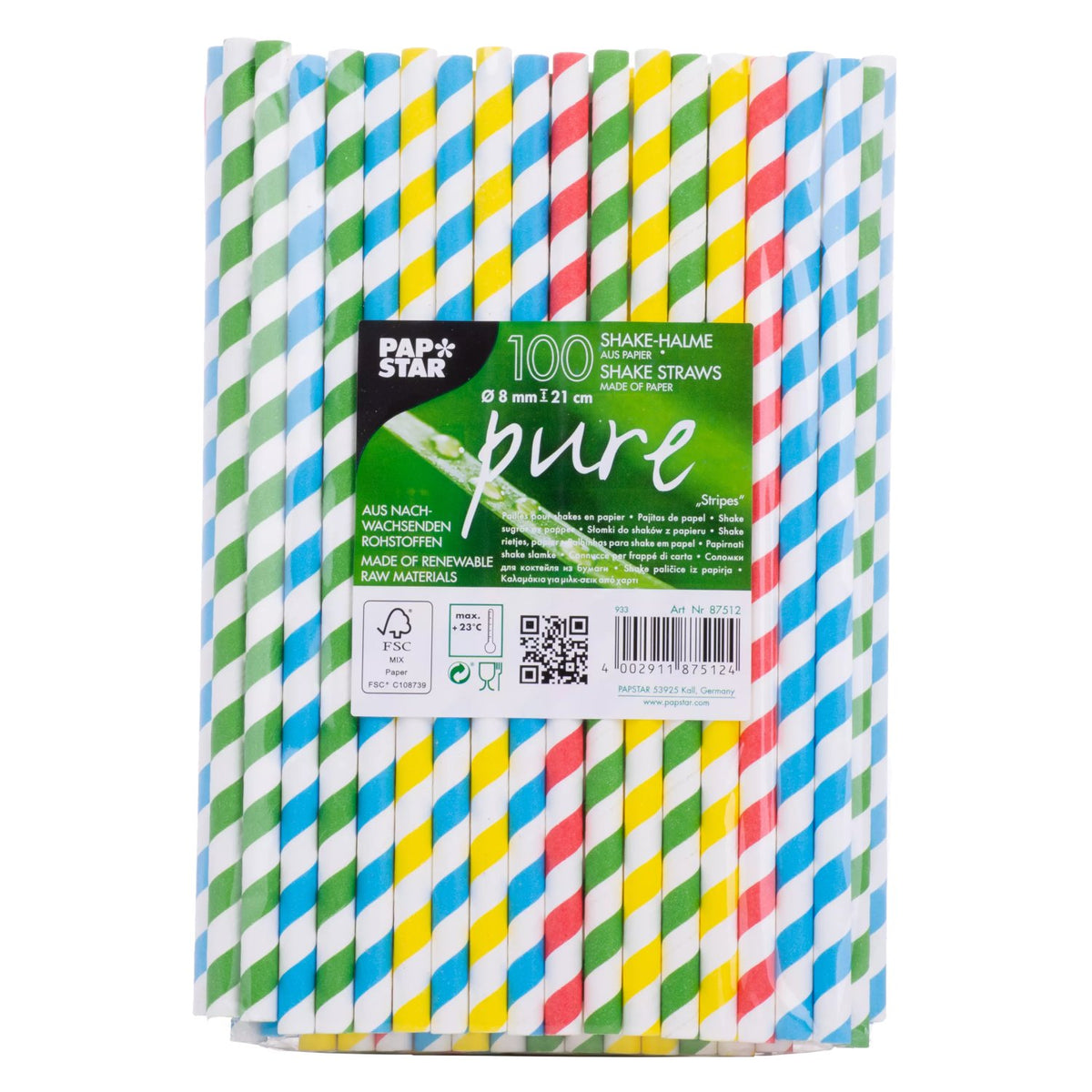 Pailles en papier, couleurs assorties, 21 cm, lot de 100 pièces