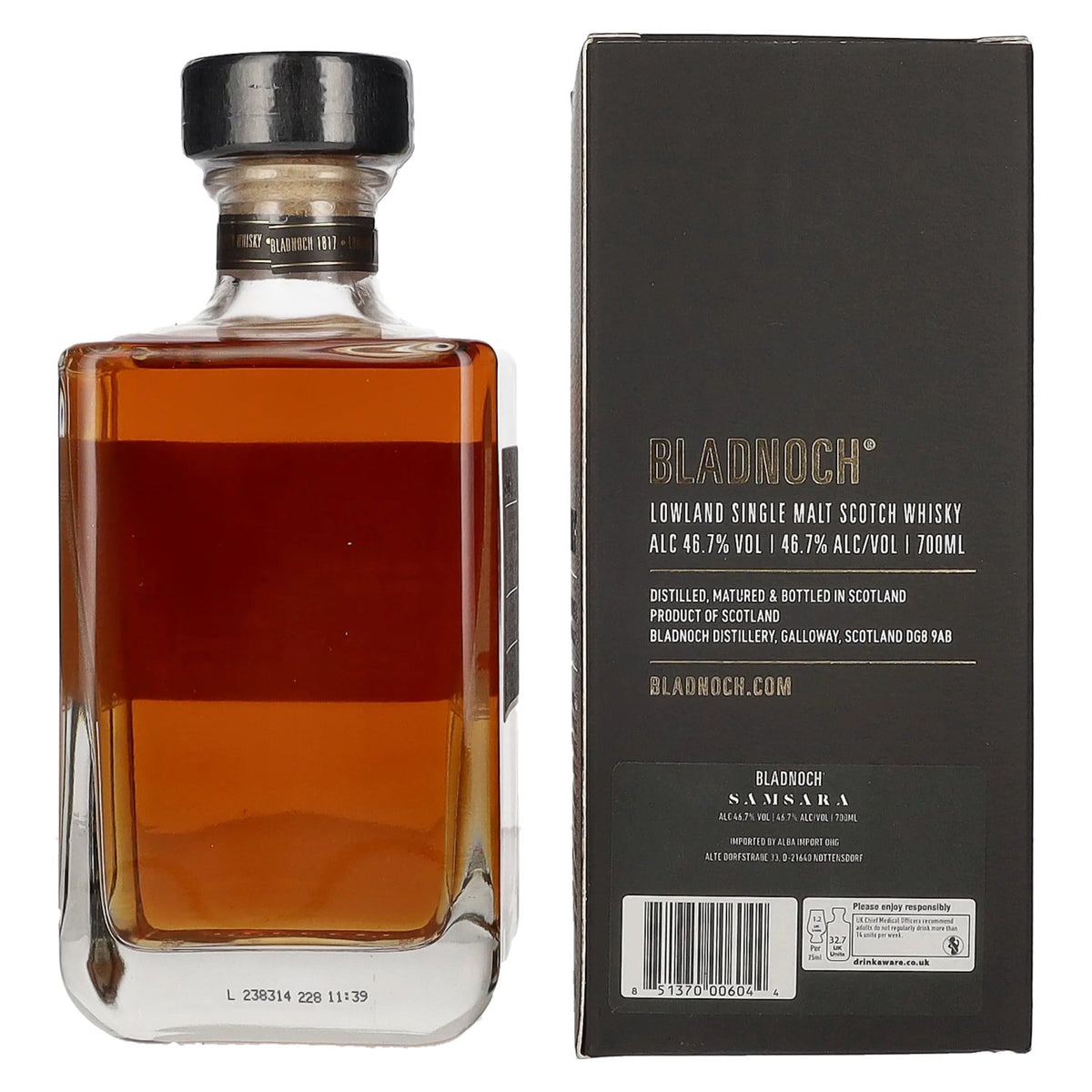 Whisky écossais single malt Bladnoch SAMSARA Lowland, 46,7 % vol., 0,7 l, dans un coffret cadeau