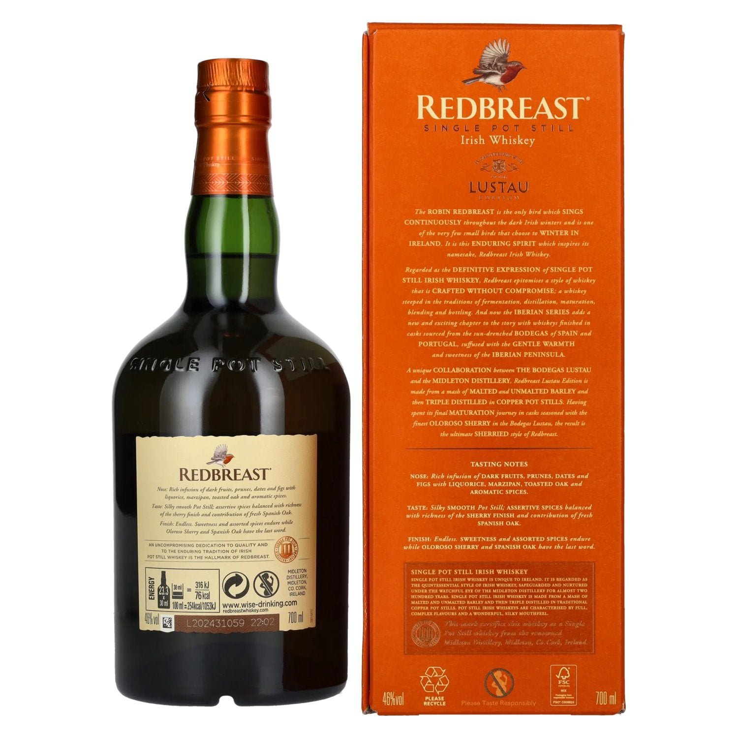Redbreast Single Pot Still Irish Whiskey LUSTAU EDITION Sherry Finish 46% Vol. 0,7l in geschenkverpakking