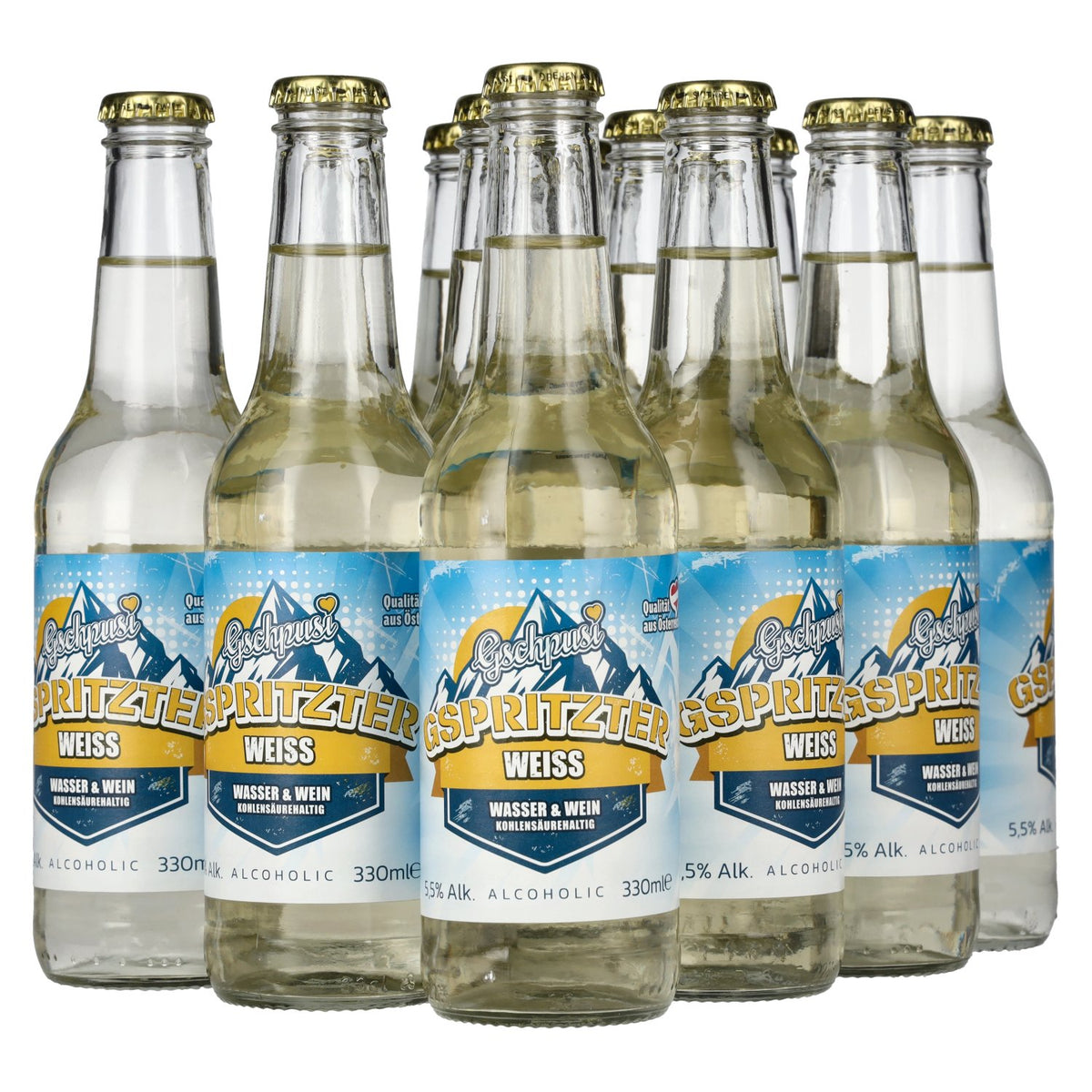 Gschpusi spritzer, white, 5.5% ABV, 12 x 0.33 l