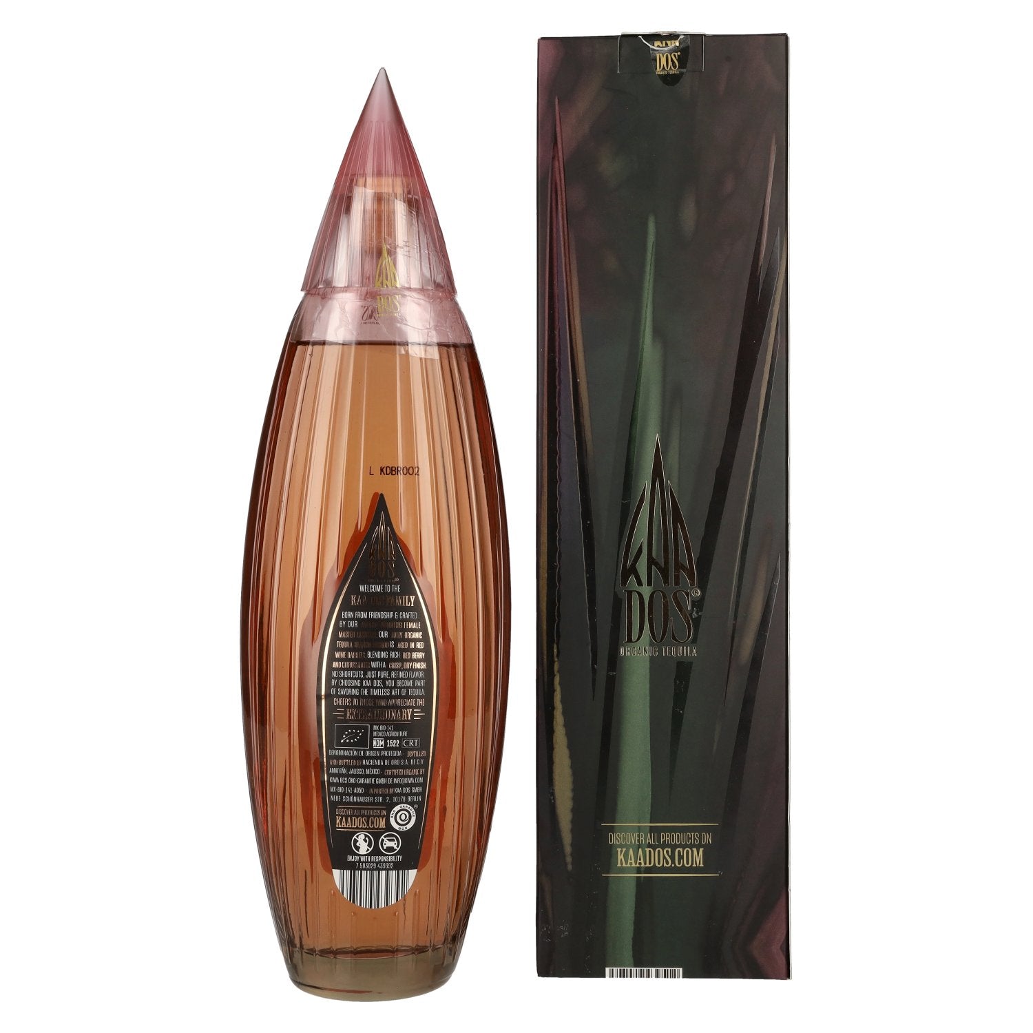 Kaa Dos Selection Biologische Tequila BLANCO ROSADO 100% Puro de Agave Azul 40% Vol. 0,7l in geschenkverpakking