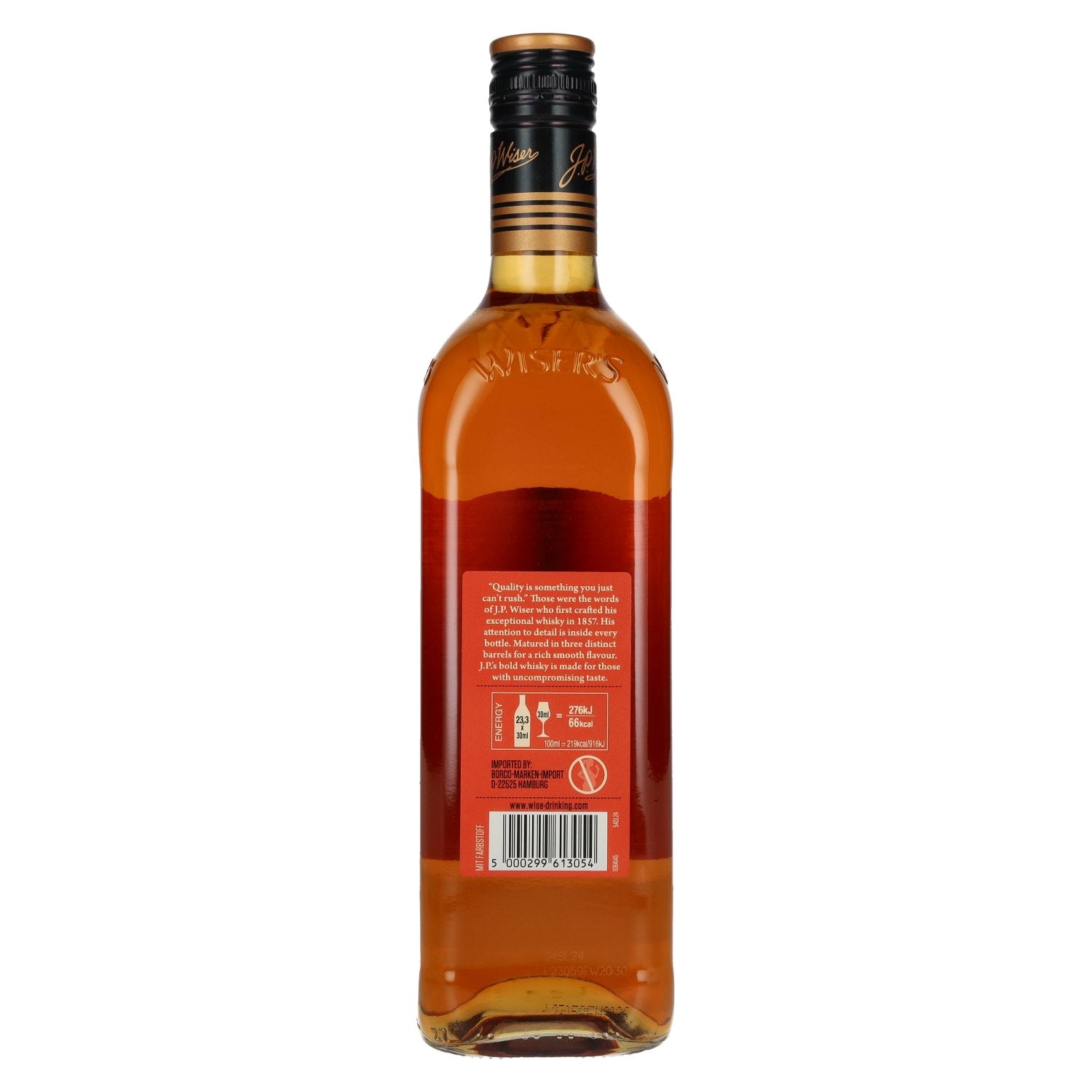 J.P. Wiser's 10 Years Old Triple Barrel Canadese Whisky 40% Vol. 0,7l