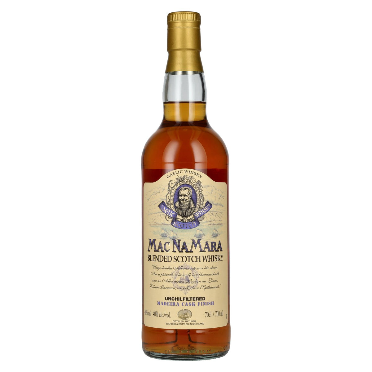 Whisky gaélique MACNAMARA, whisky écossais assemblé vieilli en fûts de Madère, 40 % vol., 0,7 l