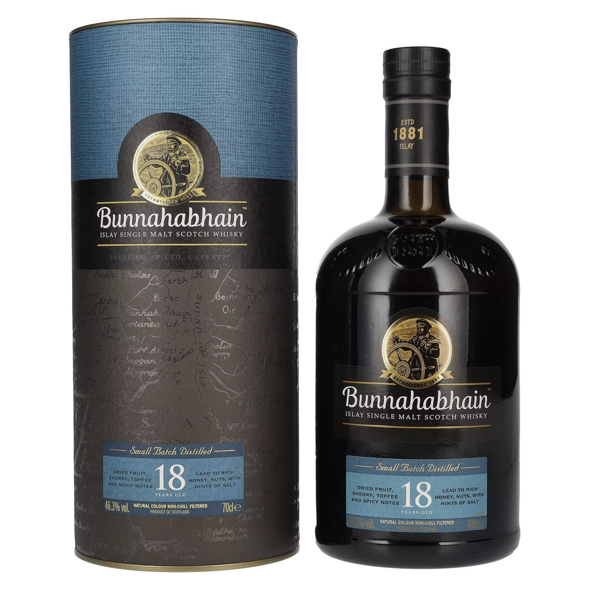 Bunnahabhain 18 Years Old Islay Single Malt Scotch Whisky 46.3% ABV 0.7l in a gift box