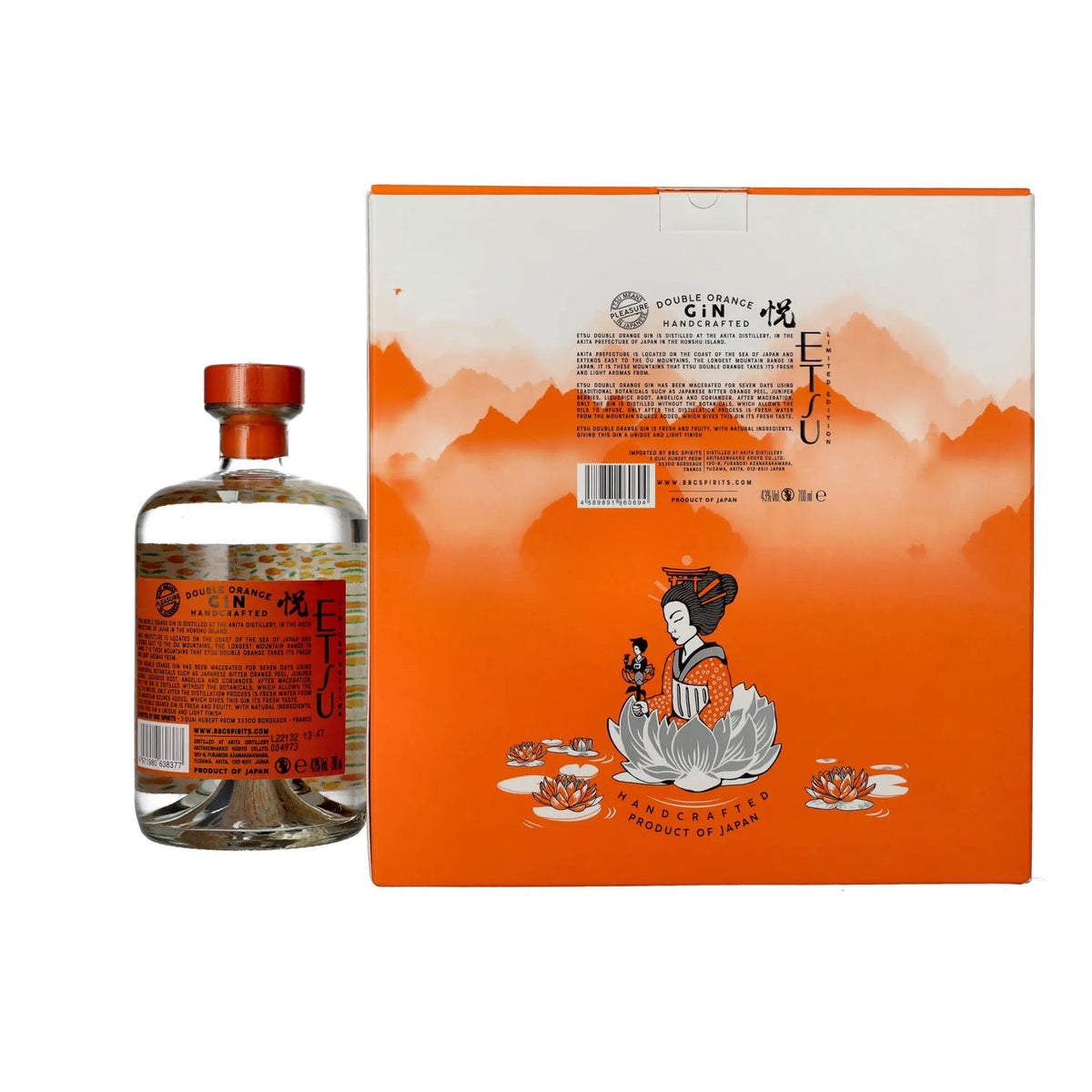 Etsu Gin DOUBLE ORANGE Limited Edition 43% vol. 0,7 l in geschenkverpakking met glas