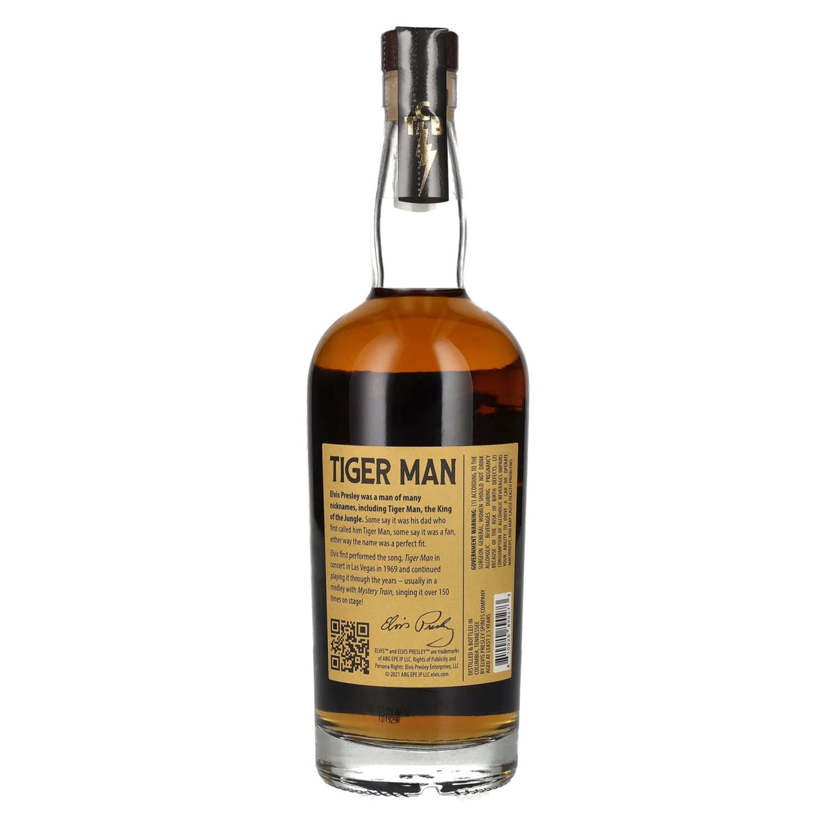 Elvis TIGER MAN Straight Tennessee Whiskey 45% ABV 0.75l