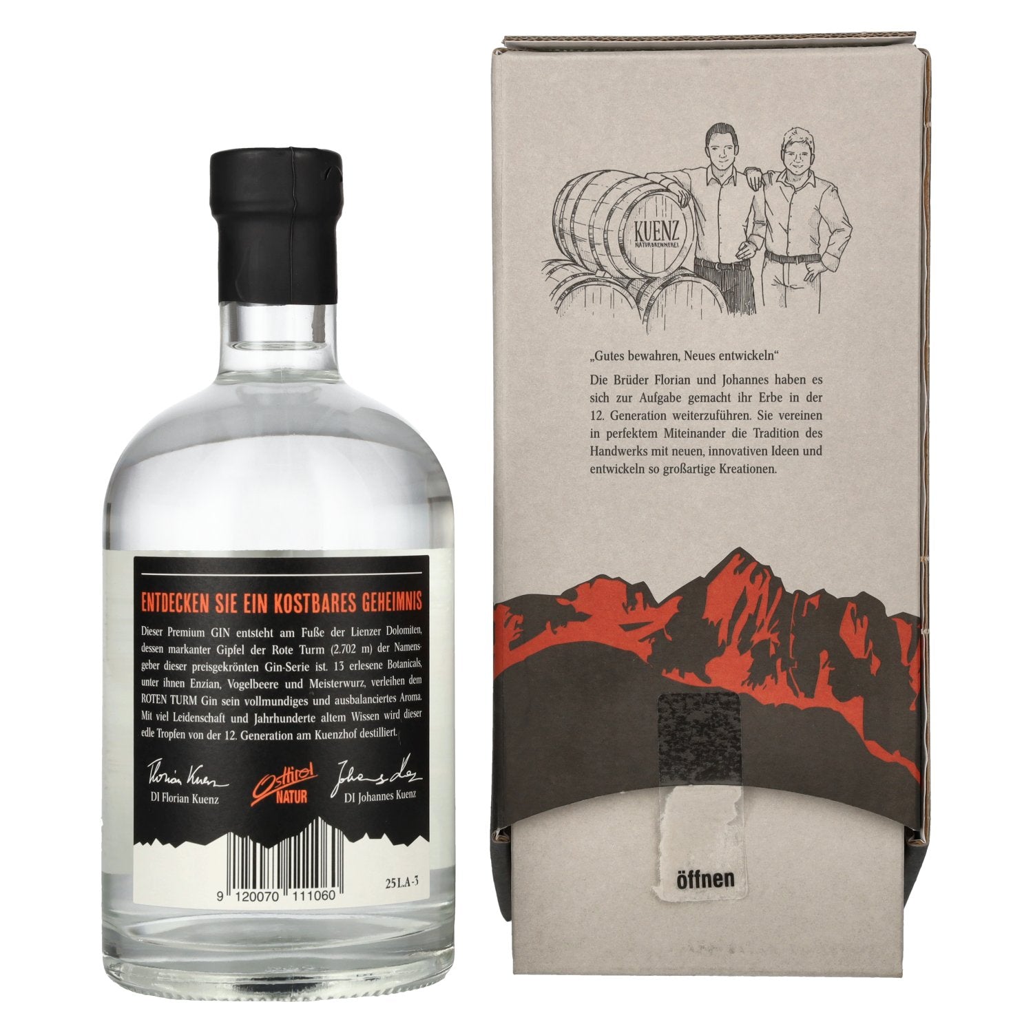 Roter Turm Alpine Dry Gin Puur Botanisch 43% Vol. 0.5l in geschenkverpakking