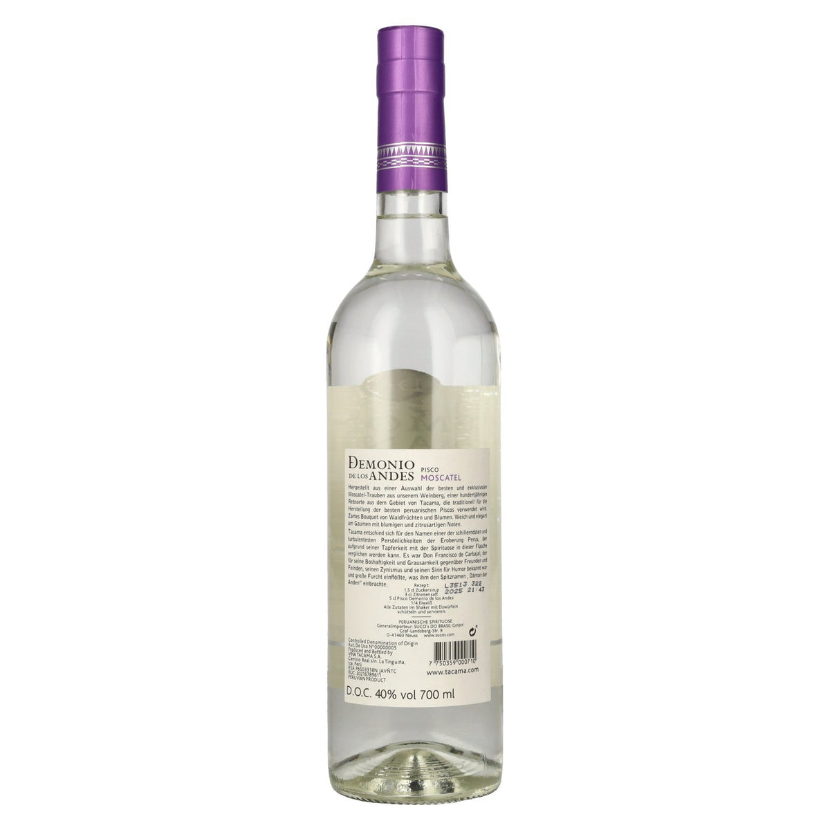 Tacama Demonio de los Andes MOSCATEL Pisco 40 % vol. 0,7 l