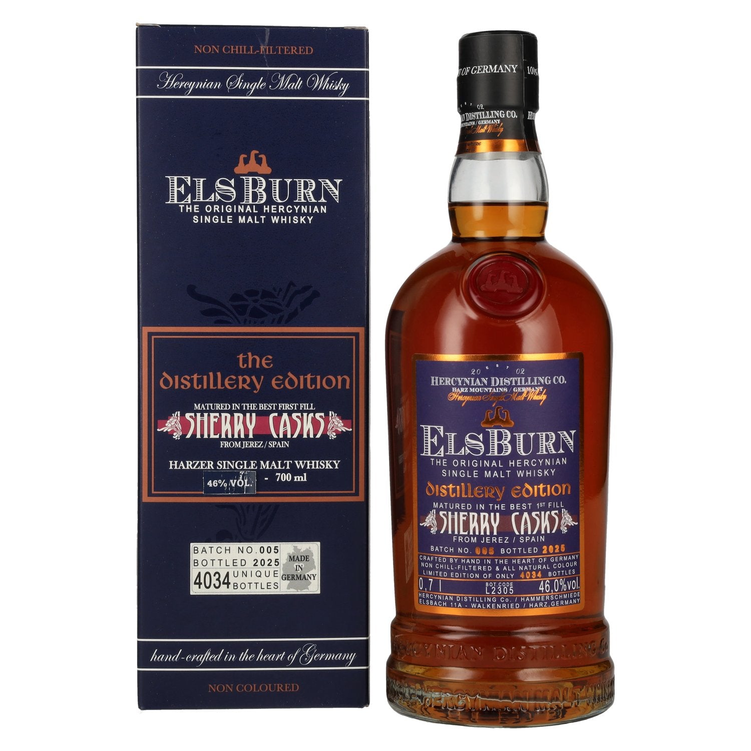 Elsburn THE DISTILLERY EDITION Sherry Casks Batch 005 46% Vol. 0,7l in gift box