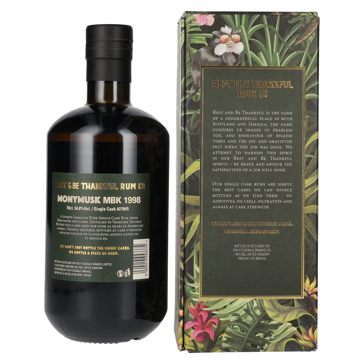 Rest &amp; Be Thankful MONYMUSK 23-Year-Old Pure Single Jamaican Rum 1998 54.8% vol. 0.7l in a gift box
