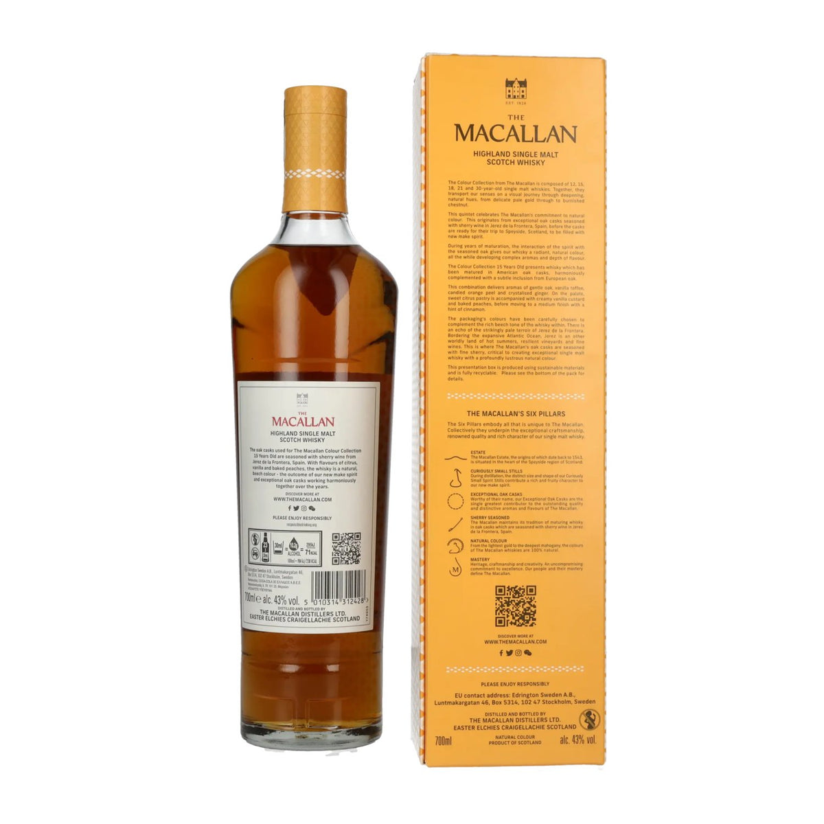 The Macallan 15 Years Old Colour Collection Highland Single Malt Scotch Whisky 43% ABV 0.7 l in a gift box
