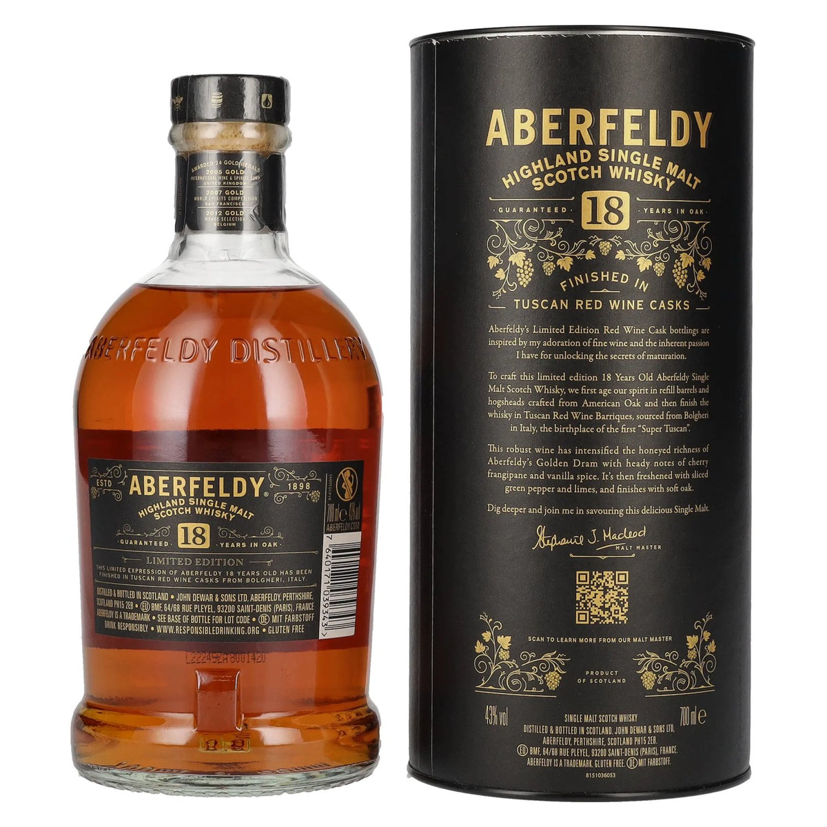 Aberfeldy 18 Years Old Red Wine Casks BOLGHERI 43% vol. 0.7 l in a gift box