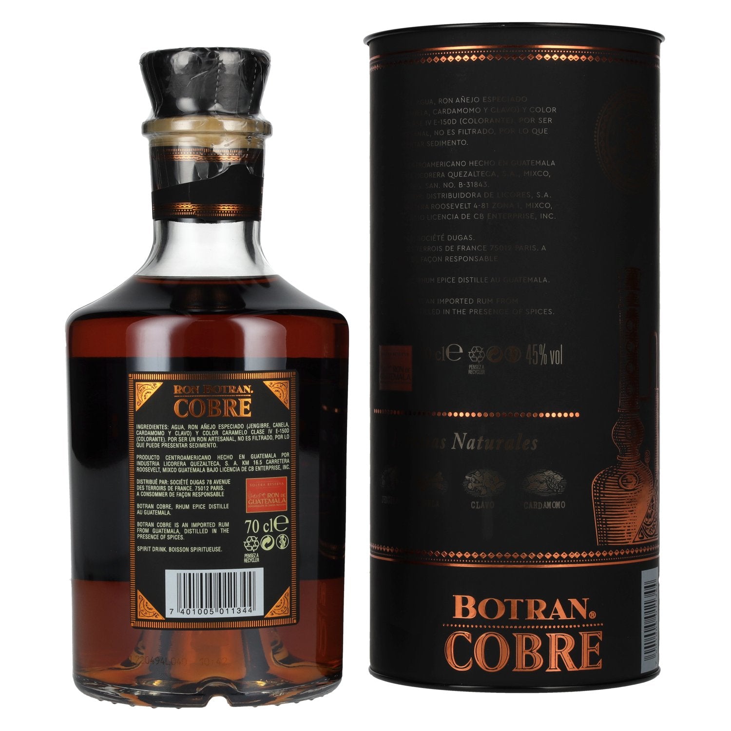Ron Botran COBRE Gekruide Rum Edición Limitada 45% Vol. 0,7l in geschenkverpakking