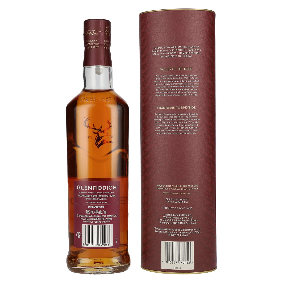 Glenfiddich 15 Years Old Sherry Cask Single Malt Travel Exclusive 43% vol. 0,7 l in geschenkverpakking