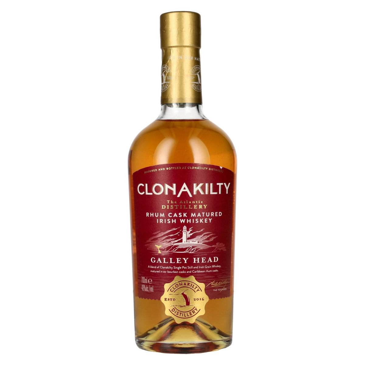 Clonakilty GALLEY HEAD Irish Whiskey vieilli en fûts de rhum, 40 % vol., 0,7 l