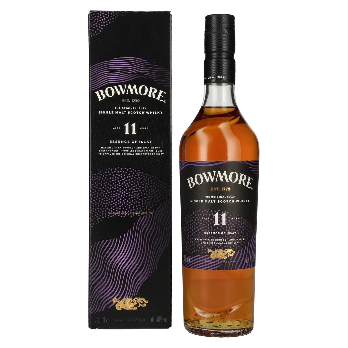 Bowmore 11 ans d'âge ESSENCE OF ISLAY Édition exclusive voyage 40 % vol. 0,7 l dans un coffret cadeau