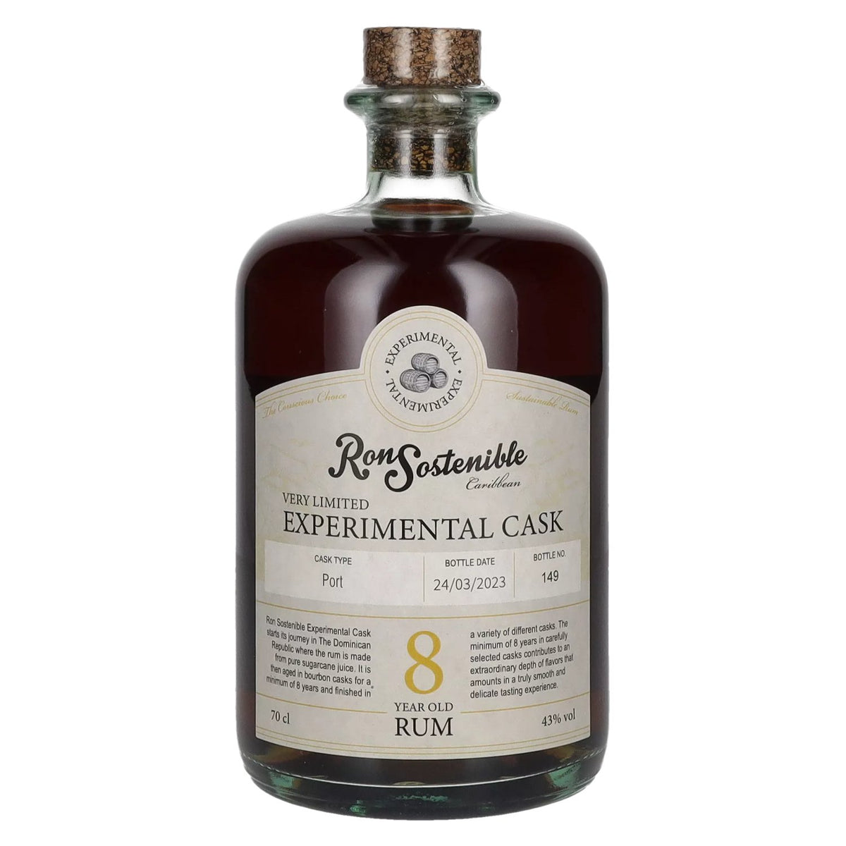Ron Sostenible 8 Years Old Experimental Old Port Cask 43% vol. 0,7 l