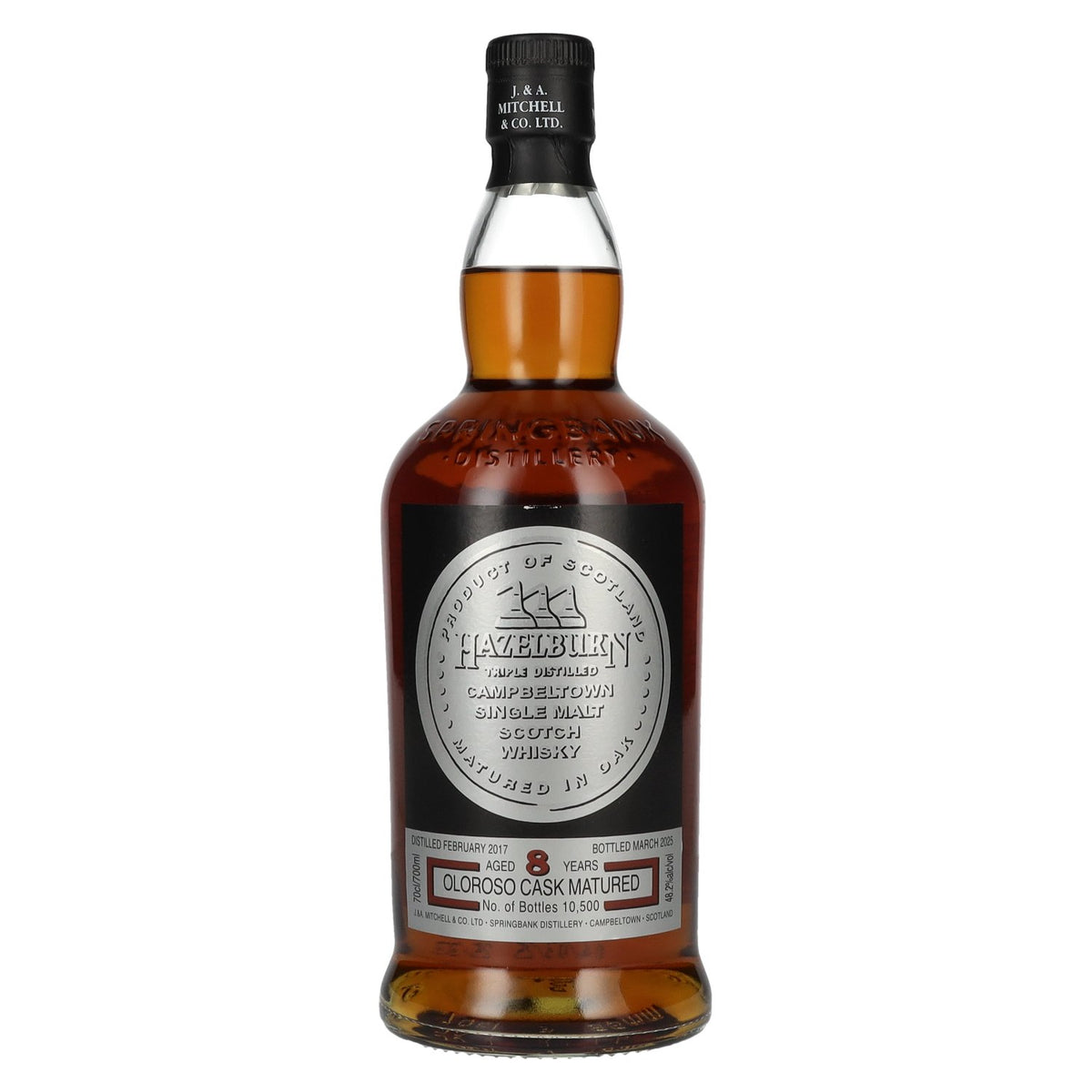 Hazelburn 8 ans d'âge, vieilli en fûts d'Oloroso, whisky single malt de Campbeltown, 48,2 % vol., 0,7 l