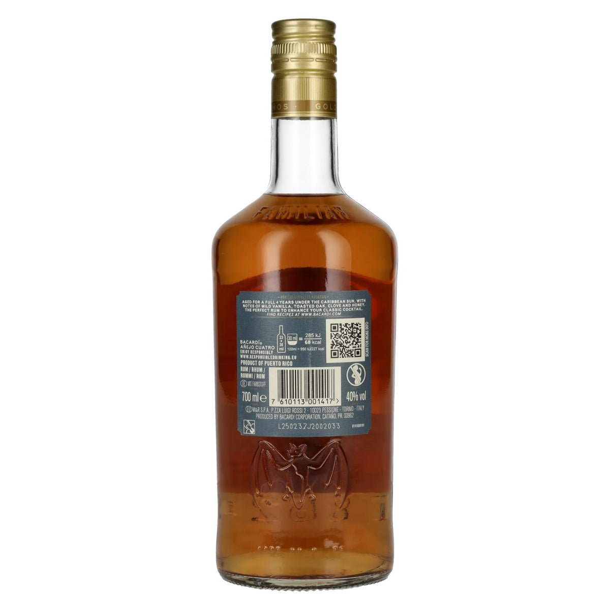 Bacardi 4 Years Old AÑEJO CUATRO Gold Rum 40% vol. 0.7 l