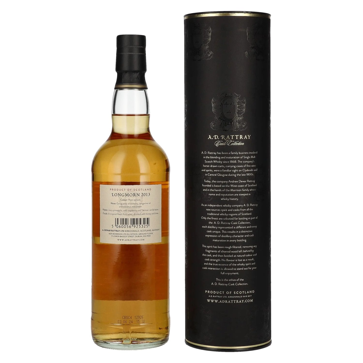A.D. Rattray 10 Years Old LONGMORN Bourbon Barrel Whisky 2013 61,7% Vol. 0,7l in gift box