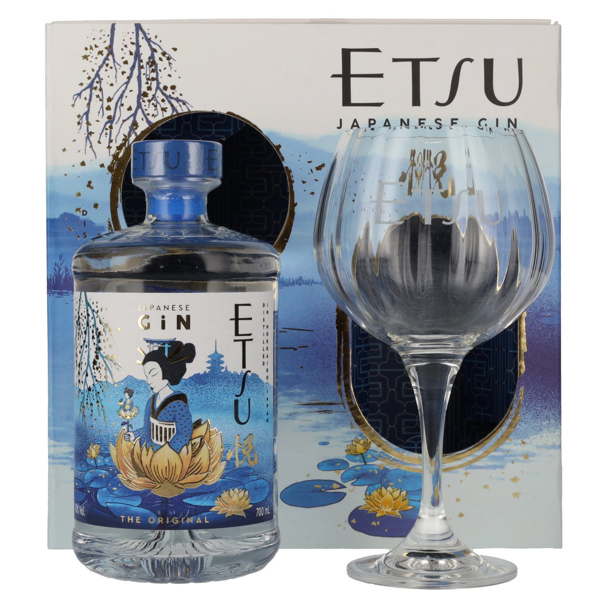 Etsu Japanese Handcrafted Gin The Original 43% vol. 0,7 l in geschenkverpakking met glas