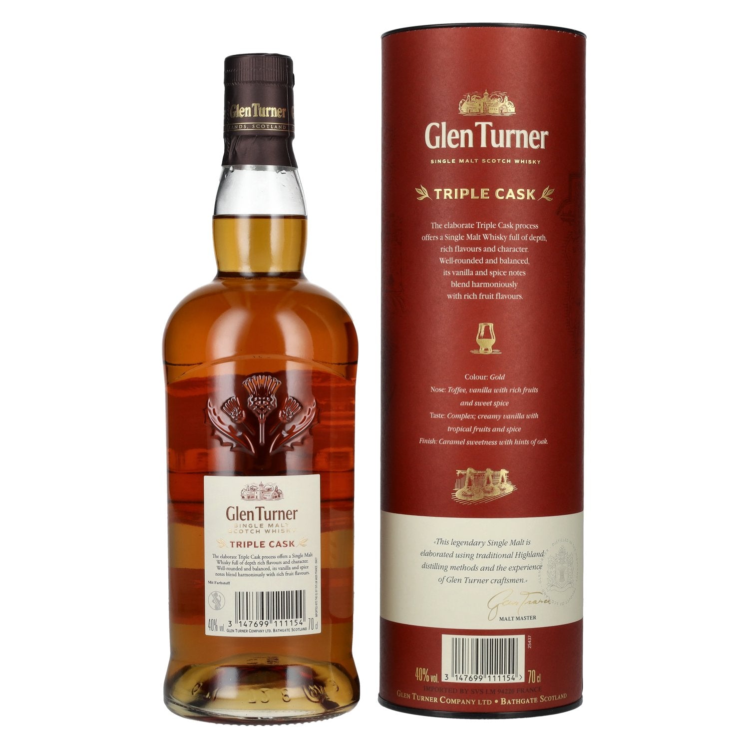 Glen Turner TRIPLE CASK Single Malt Scotch Whisky 40% Vol. 0,7l in geschenkverpakking
