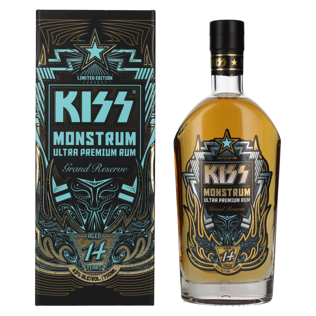 Kiss Monstrum 14 ans d'âge, rhum ultra premium 43 % vol., 0,7 l, dans un coffret cadeau