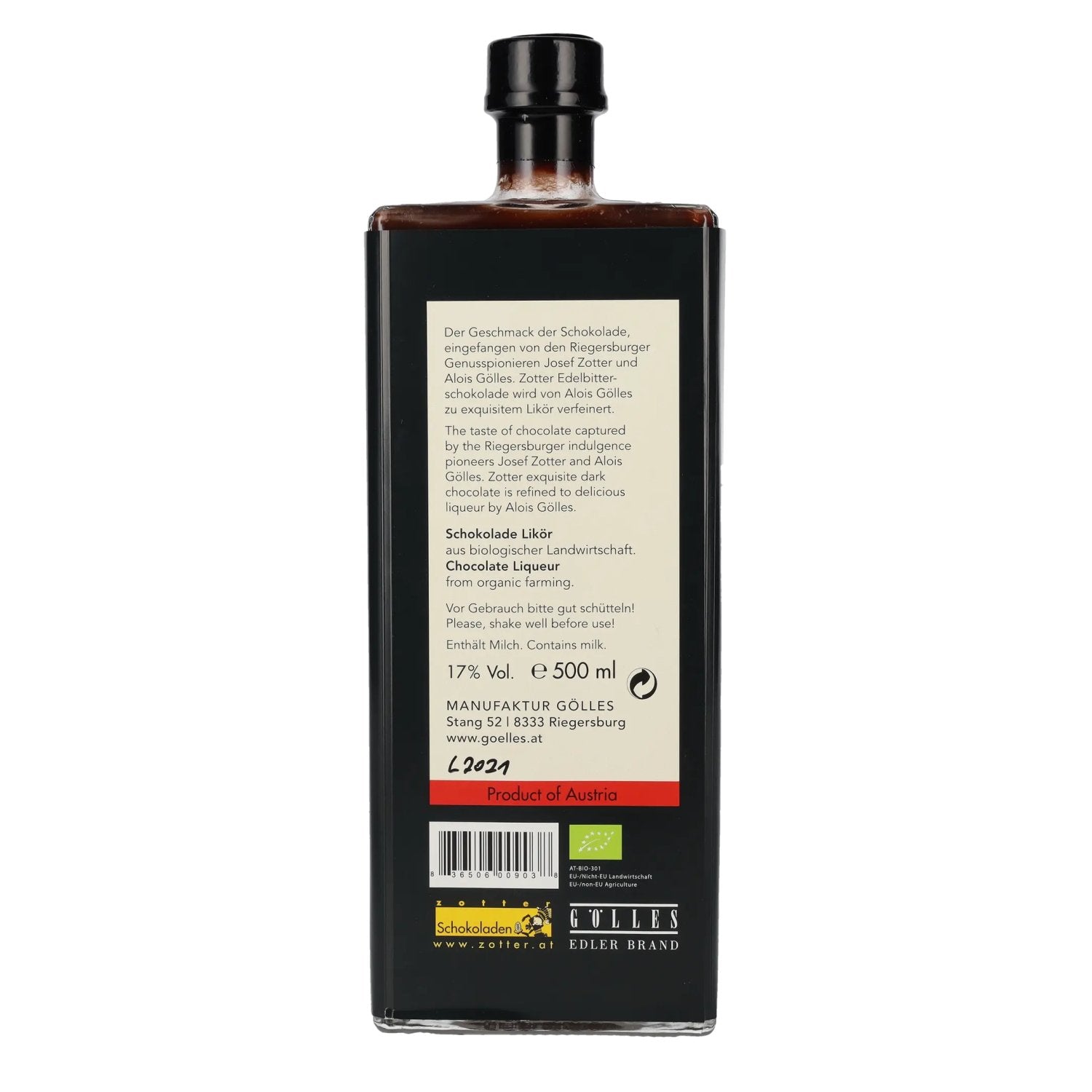 Liqueur de chocolat Zotter 17% vol. 0,5l