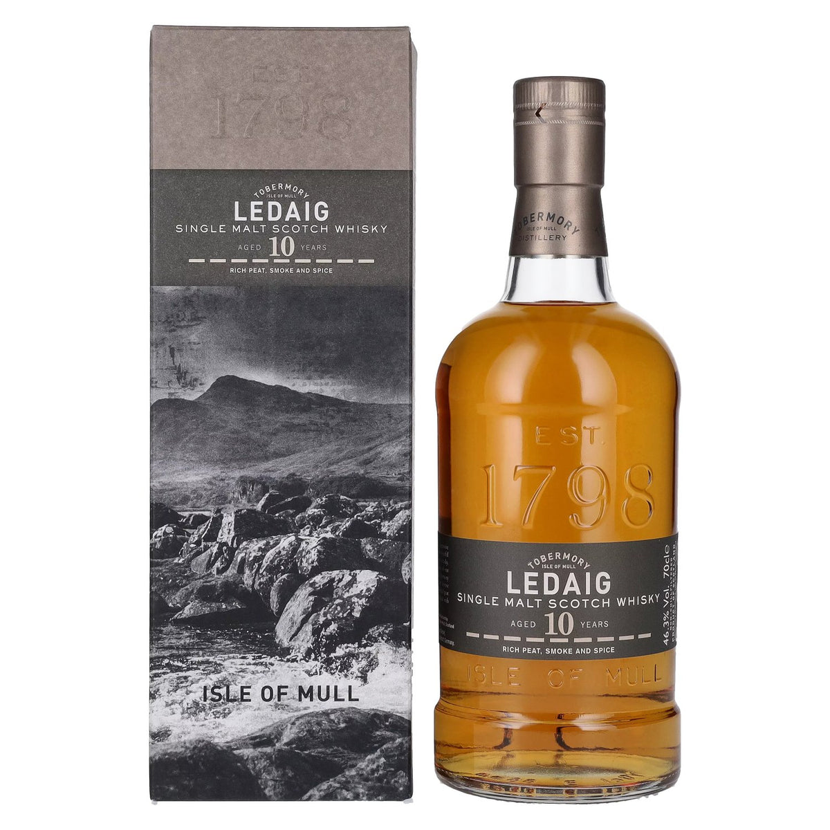 Ledaig 10-Year-Old Single Malt Scotch Whisky, 46.3% ABV, 0.7 l, in a gift box