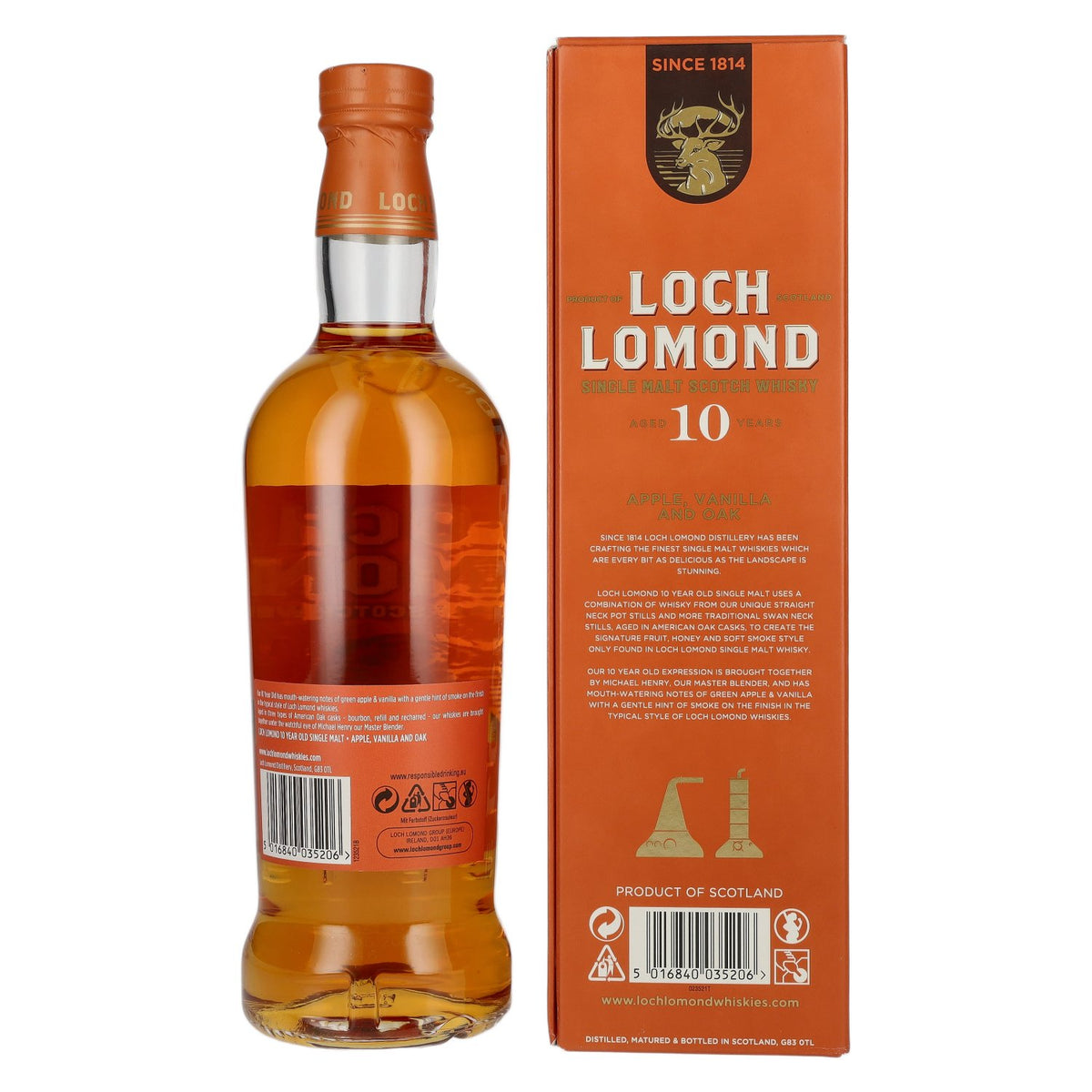 Loch Lomond 10 Years Old Single Malt Apple, Vanilla and Oak Whisky 40% Vol. 0,7l in Geschenkbox