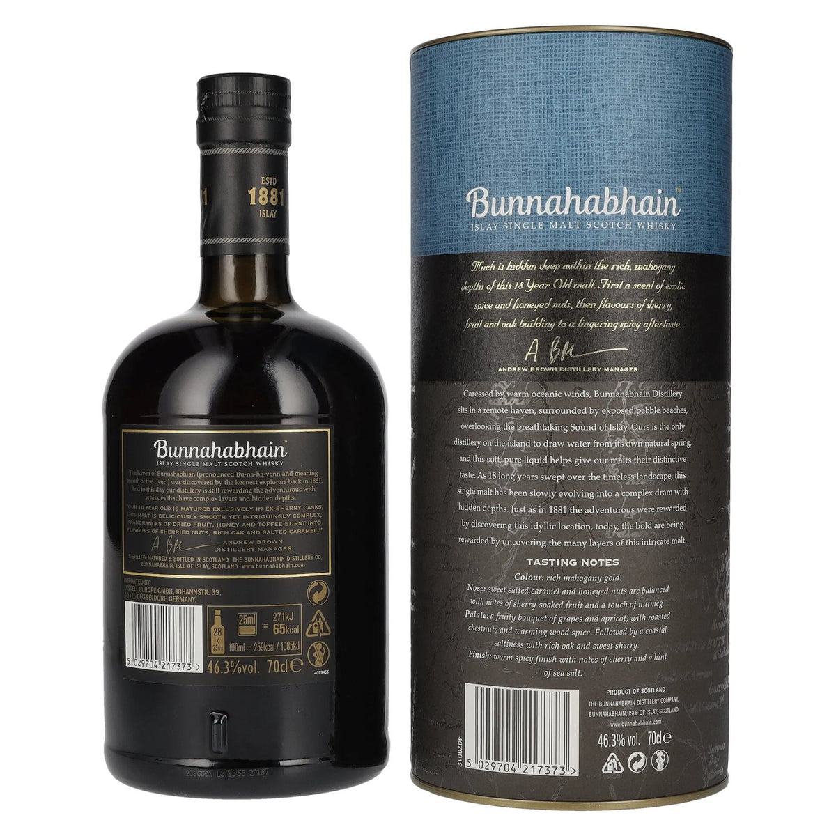 Bunnahabhain 18 Years Old Islay Single Malt Scotch Whisky 46,3% vol. 0,7 l in geschenkverpakking
