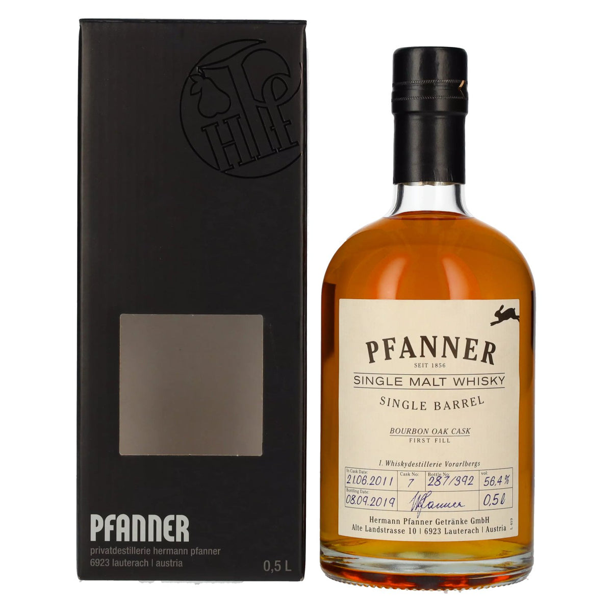 Pfanner Single Barrel First Fill Bourbon Oak Cask Single Malt Whisky 56,4% Vol. 0,5l in Geschenkbox