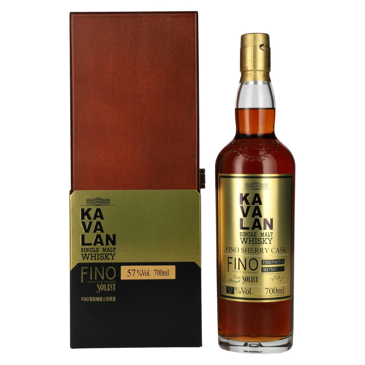 Kavalan SOLIST Fino Sherry Cask 57% vol. 0,7 l in houten kist