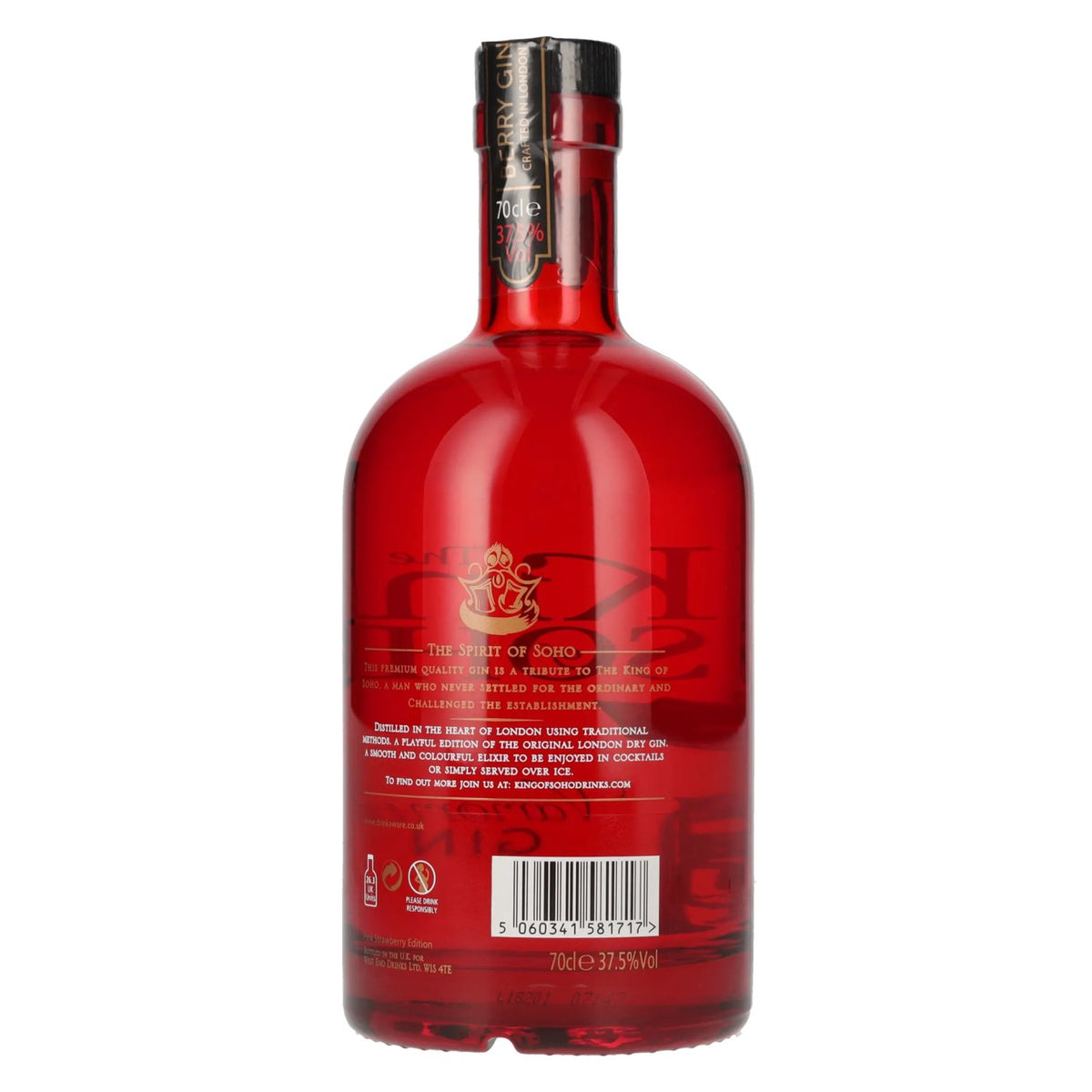 The King of Soho Variorum Gin Édition Fraise Rose 37,5 % vol. 0,7 l