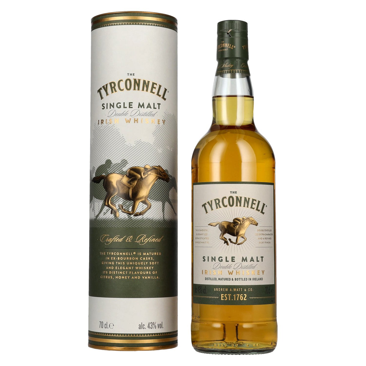 Whisky irlandais single malt The Tyrconnell, 43 % vol., 0,7 l, dans un coffret cadeau