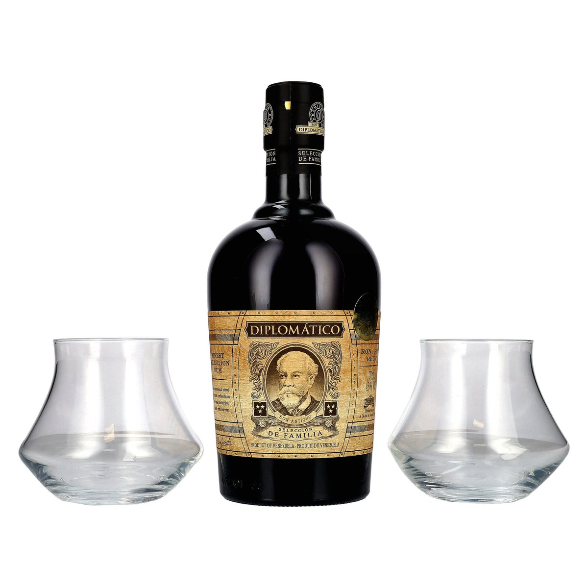 Diplomático SELECCIÓN DE FAMILIA Rhum 43 % vol. 0,7 l dans un coffret cadeau avec 2 verres