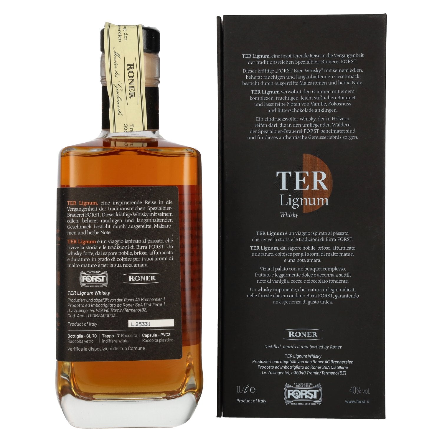 Roner TER Lignum Whisky 40% Vol. 0,7l in Geschenkbox