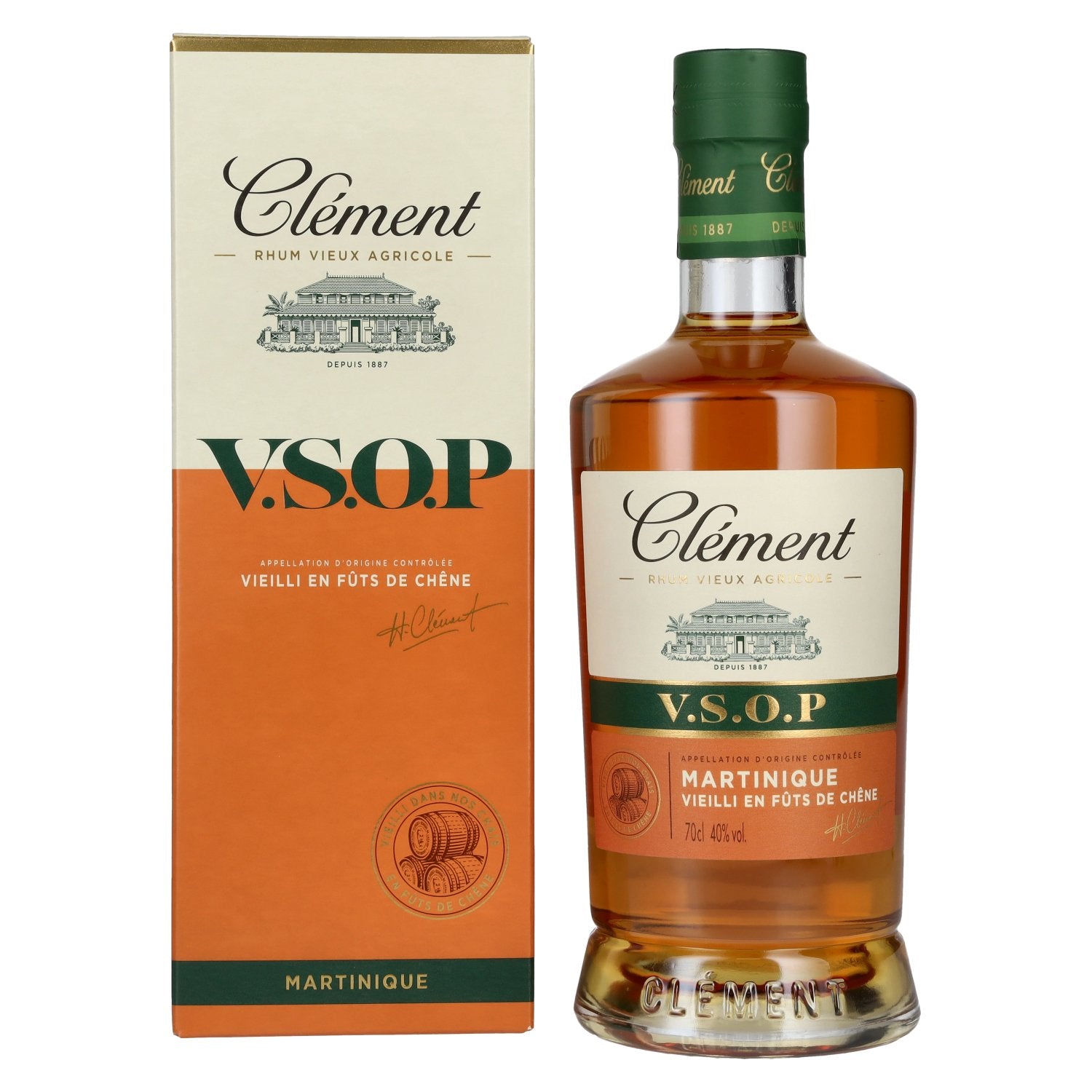 Clément Rhum Vieux Agricole V.S.O.P. VIEILLI EN FÛTS DE CHÊNE 40 % vol. 0,7 l dans un coffret cadeau