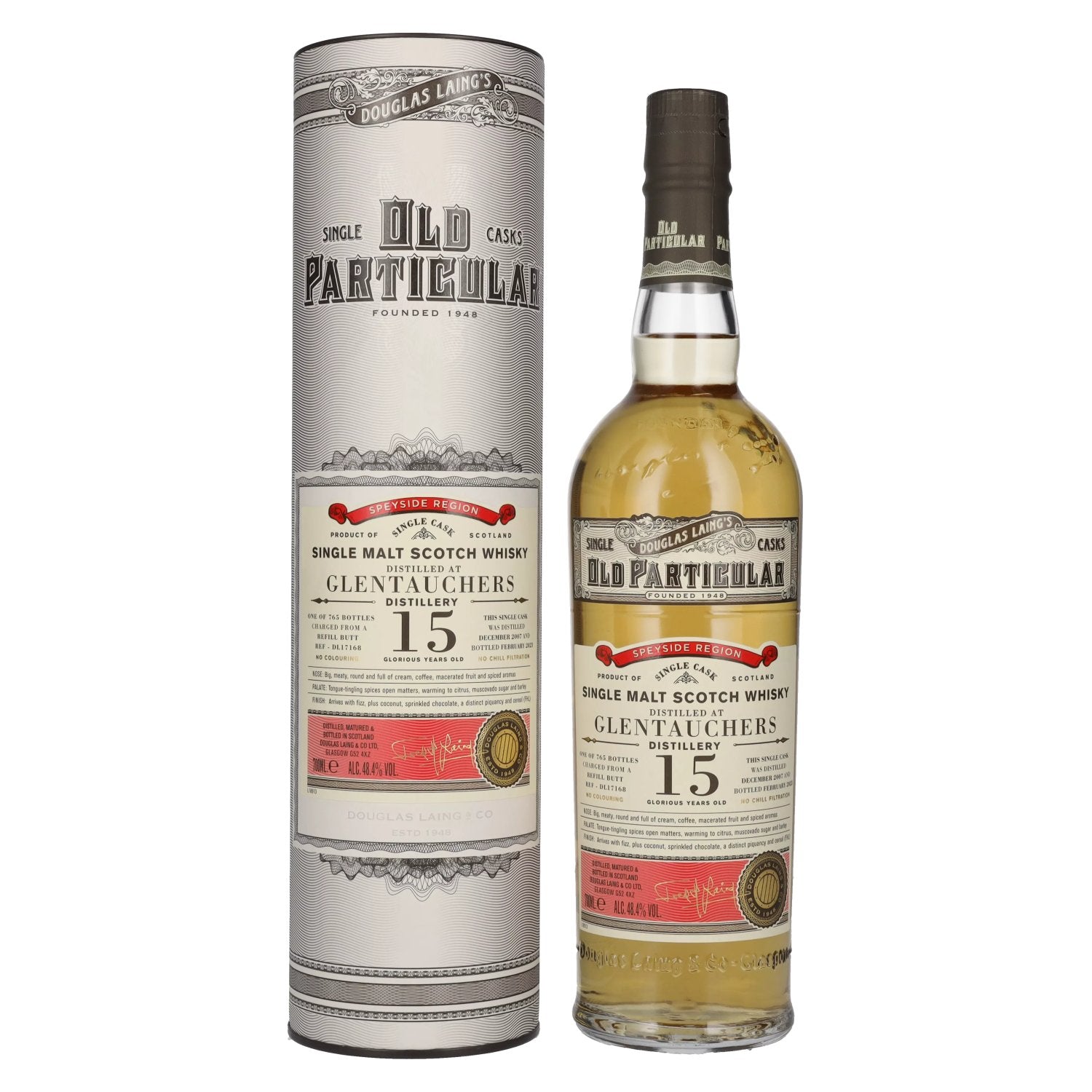 Douglas Laing OLD PARTICULAR Glentauchers 15 Years Old Single Cask Malt 2007 48,4% Vol. 0,7l in Geschenkbox