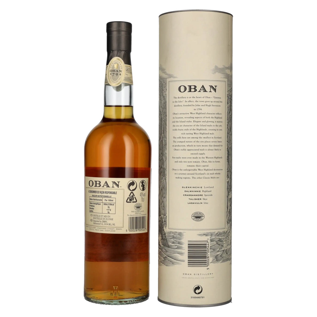 Oban 14-Year-Old Single Malt Whisky, 43% vol., 0.7 l, in a gift box