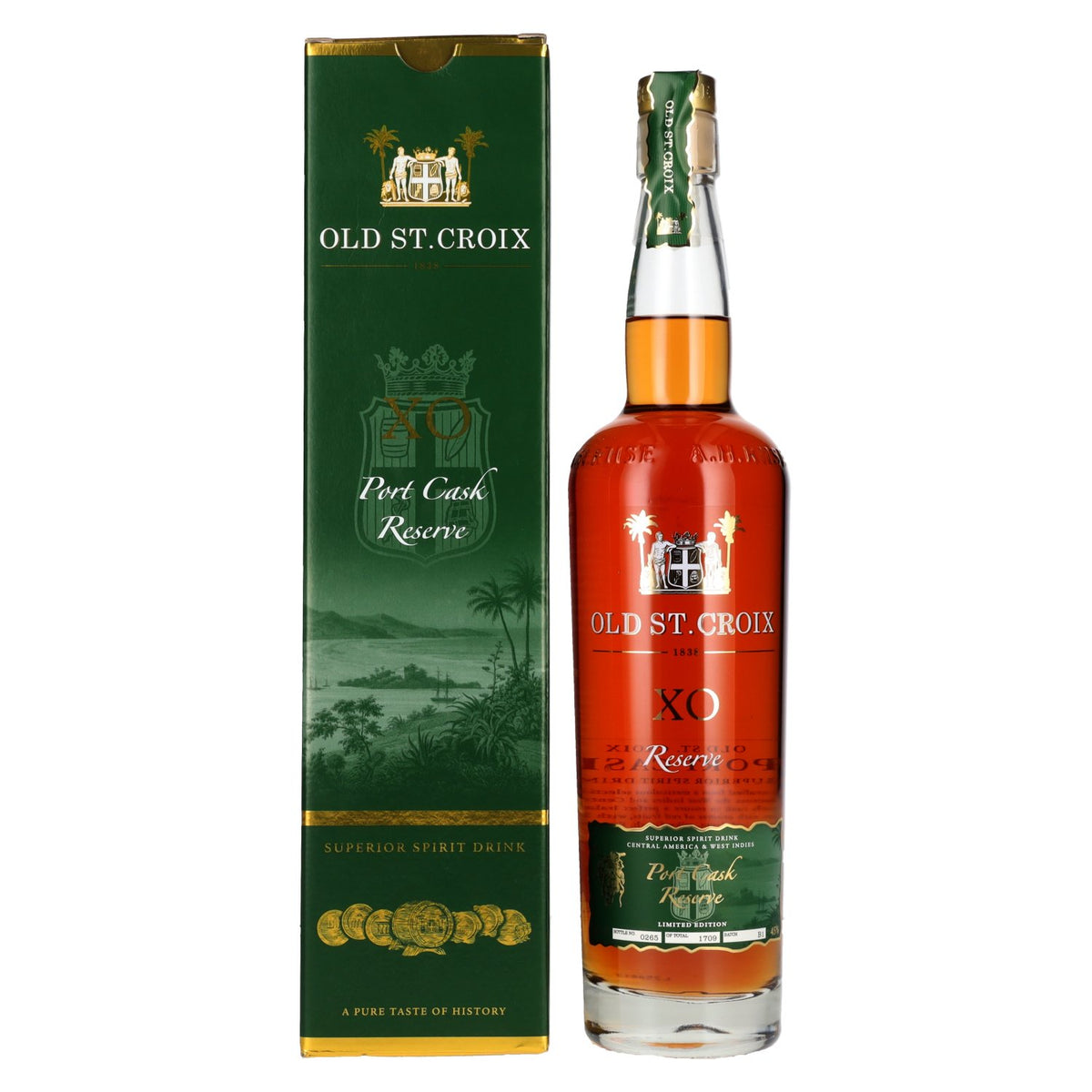 Old St. Croix A.H. Riise X.O. Reserve Port Cask Superior Spirit Drink 45% vol. 0,7 l in geschenkverpakking
