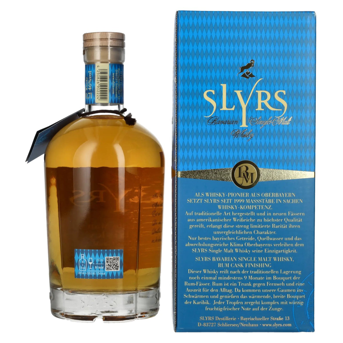 Slyrs RUM CASK FINISH Single Malt Whisky Limited Edition 46% vol. 0.7l in a gift box