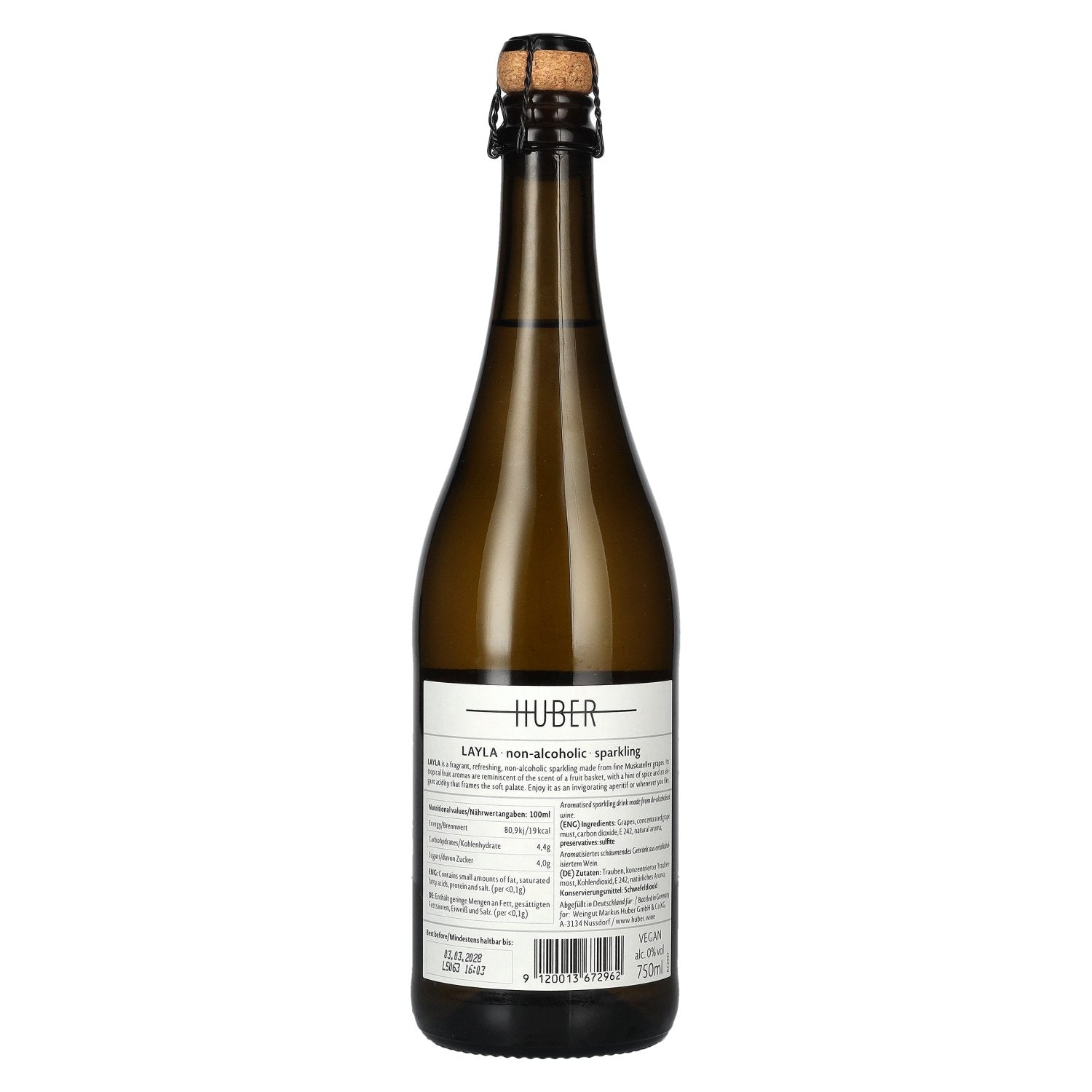 Huber Layla Sparkling White Non Alcoholic 0,75l