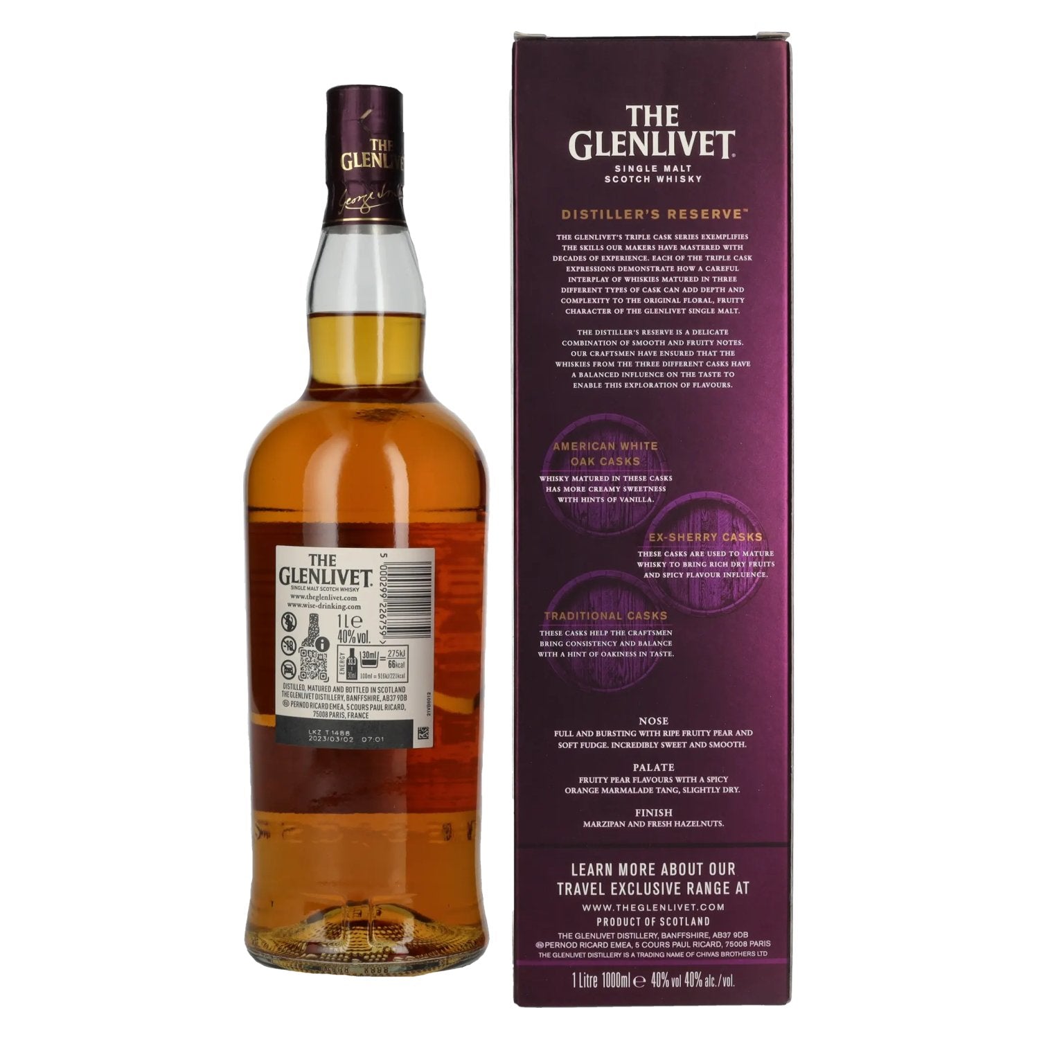The Glenlivet DISTILLER'S RESERVE Triple Cask Matured 40% Vol. 1l en coffret cadeau